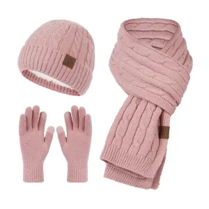 Alpaca Fleecefiber Scarf Men's Winter Scarf And Hat Gloves Three-piece Set