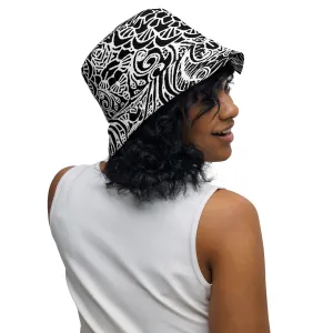 Classic Contrast Black and White Fashionable Bucket Hat, lioness-love