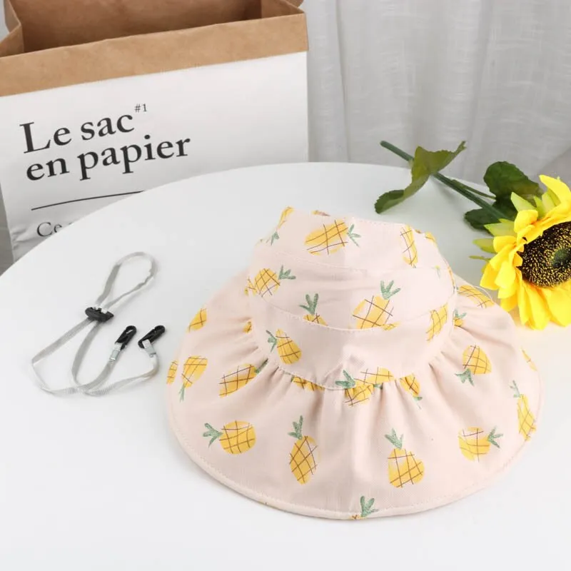 Cute Summer Baby Girl Bucket Hat Print Outdoor Bowknot Kids Girl Sun Hat Children Intant Toddler Panama Beach Cap