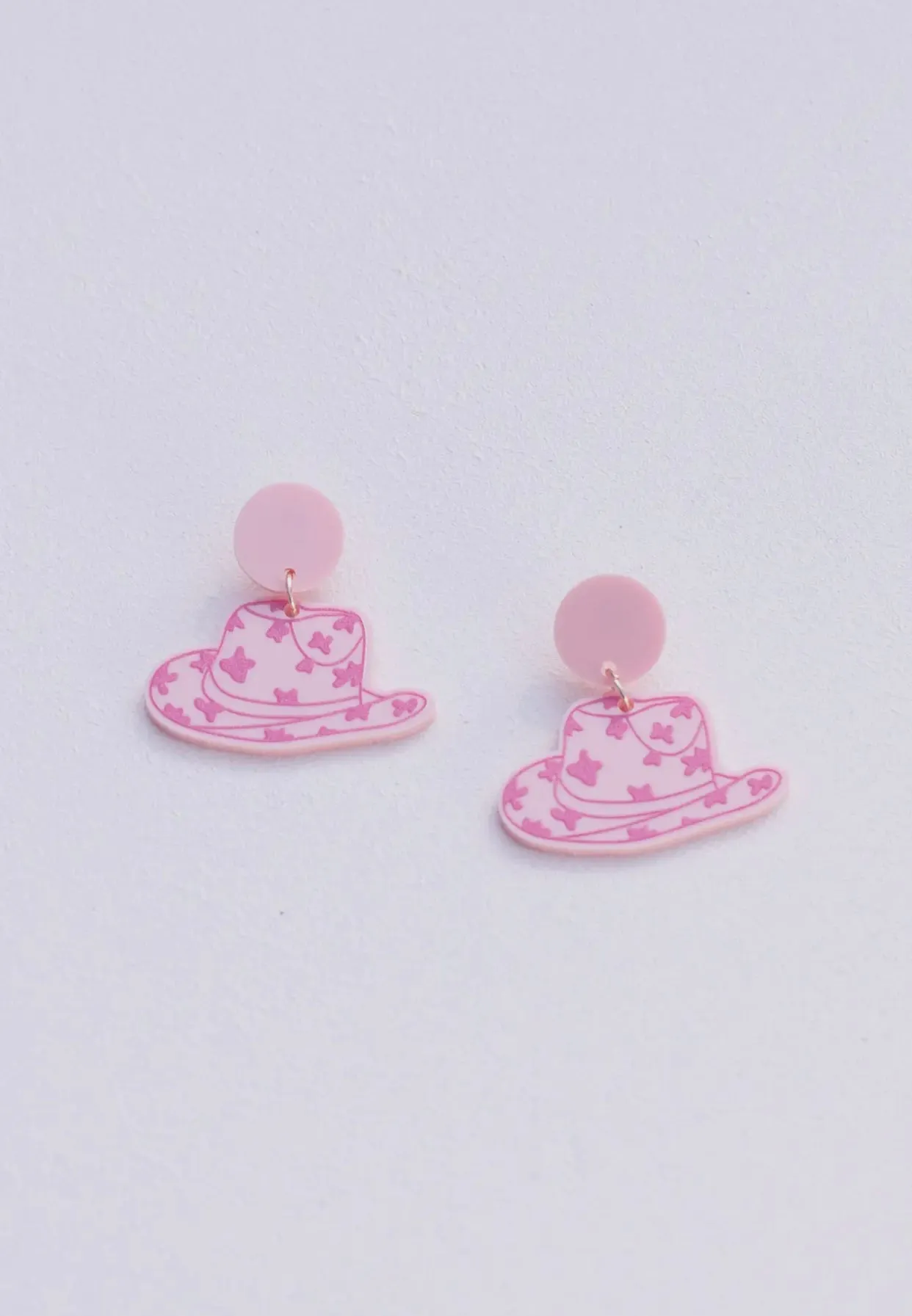 Jewelry - Western Pink Cowboy Hat Earrings