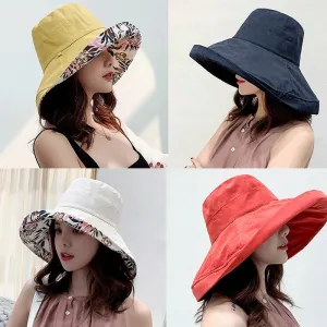 K34 Women's hat Bucket hat Fashion Panama Anti-UV Summer Hat Big Brim Hat Double-Sided Fisherman Hat Sun Protection Sun Visor