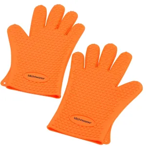 Kitch N Wares Heat Resistant Silicone Gloves - Orange - Great for Use in Kitchen