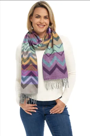 Modern Zig Zag Scarf - Deep Blue