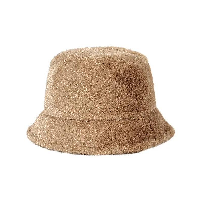 SHATANGJU Winter Bucket Hats Women Warming Panama Hat Lady Fluffy Corduroy Double-Side Wear Outdoor Fisherman Cap Hat for Women