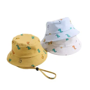 Summer Children Bucket Hat Cartoon Dinosaur Print Girls Boys Panama Fisherman Hat Outdoor Kids Sun Beach Cap